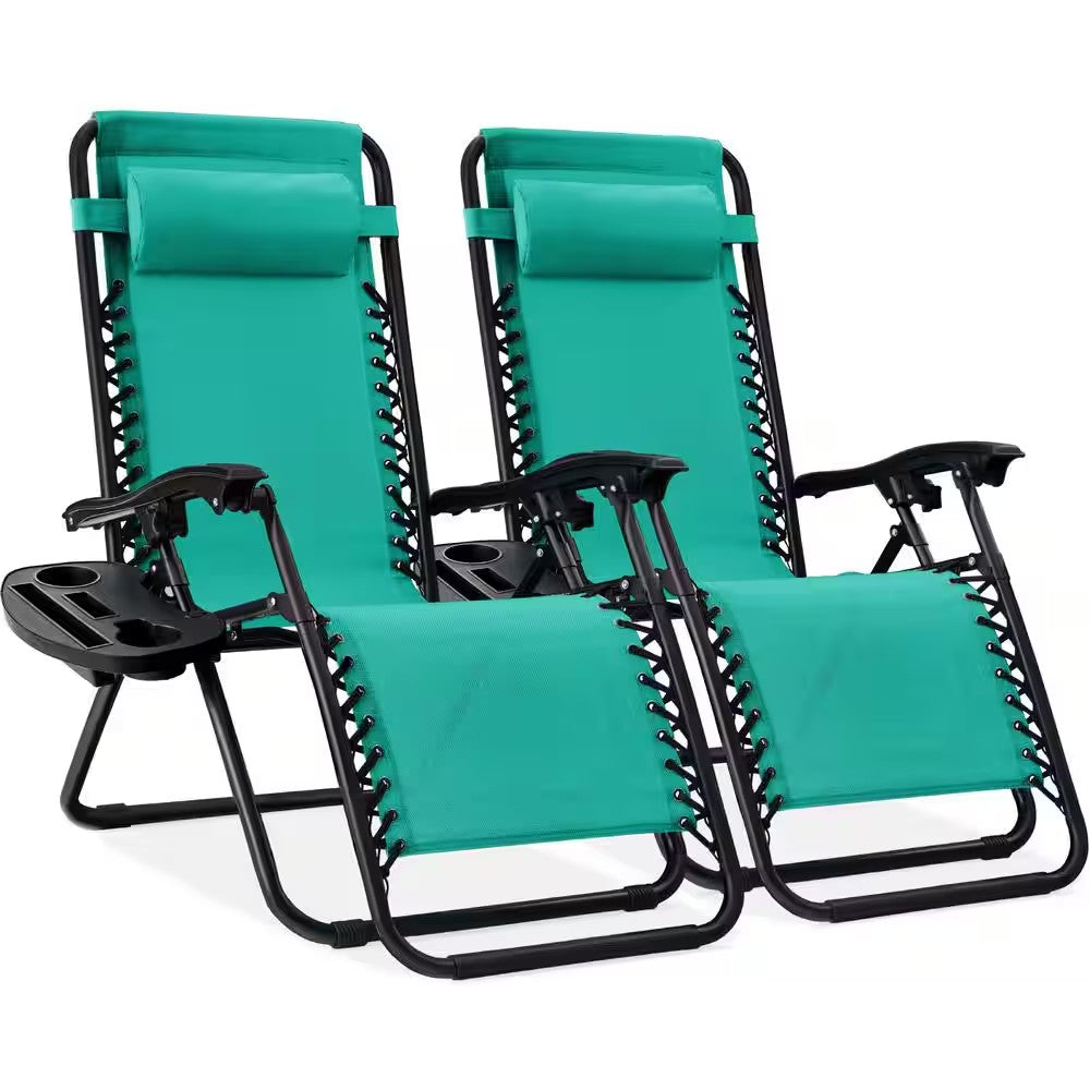 Mint Metal Zero Gravity Reclining Lawn Chair with Cup Holders (2-Pack) -D4-0471