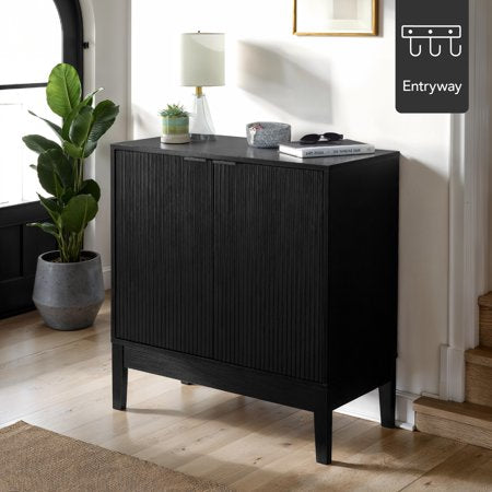 Best Choice Products 2-Door Reeded Storage Cabinet w/ Soft-Close Doors, Multipurpose Accent Furniture - Black - G8 - 1006