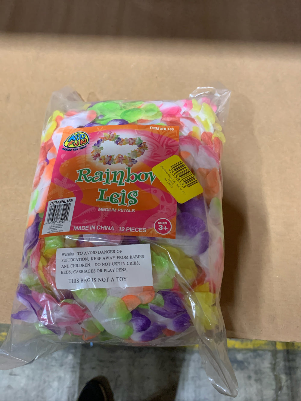 12 Pack Medium Petal Bright Color Luau Party Hawaiian 38 Fabric Leis Rainbow -E9-0134