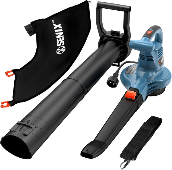 SENIX 12 AMP Leaf Blower, 3-in-1 Handheld Electric Leaf Blower, Vacuum, and Mulcher, 420 CFM, 179 MPH Airflow,Corded Blowers with Reusable Collection Bag (BLVE12-M) 1896