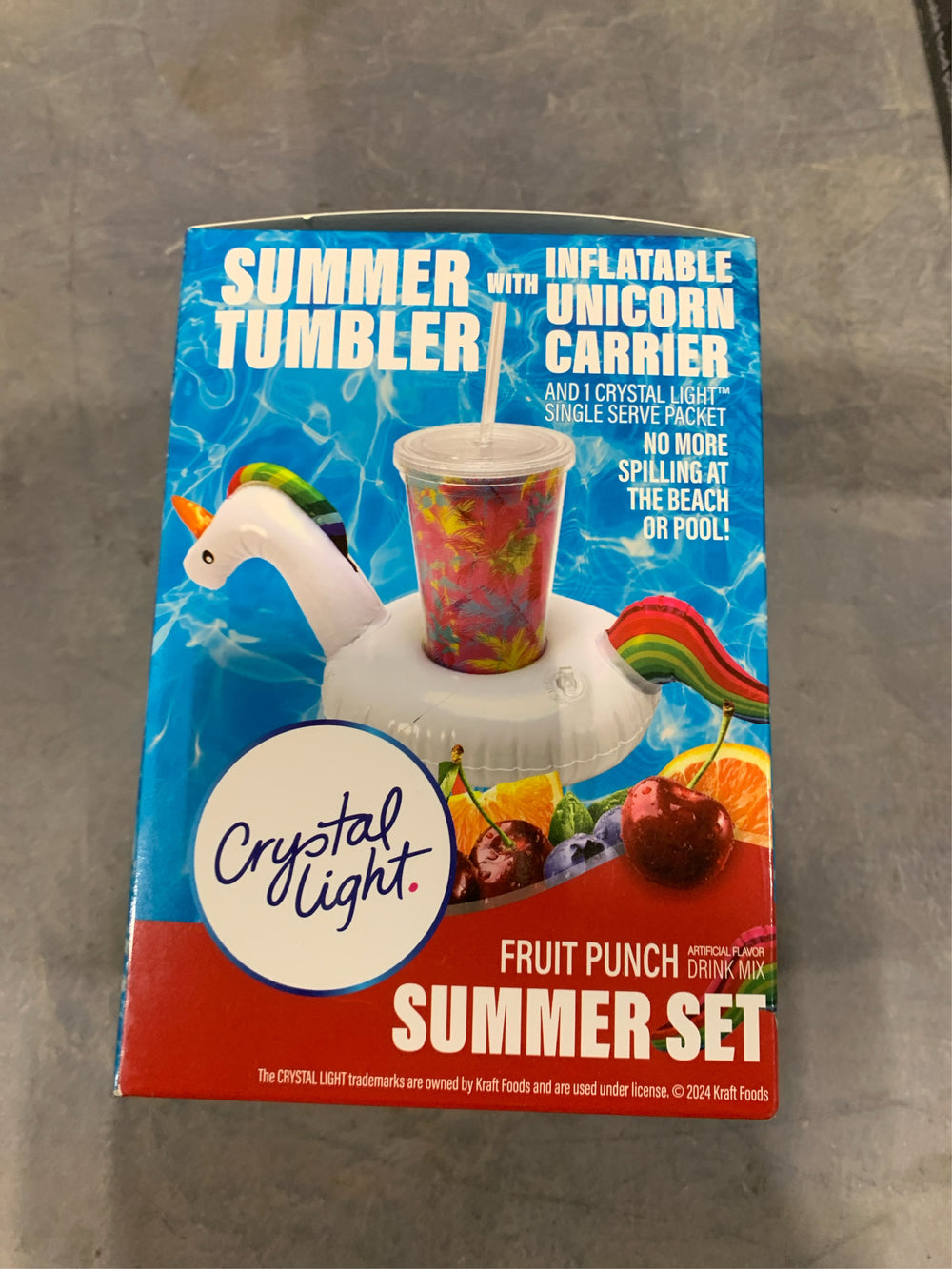 Crystal Light Summer Tumbler Drink Set with Inflatable Carrier NO STRAW -B10-1245