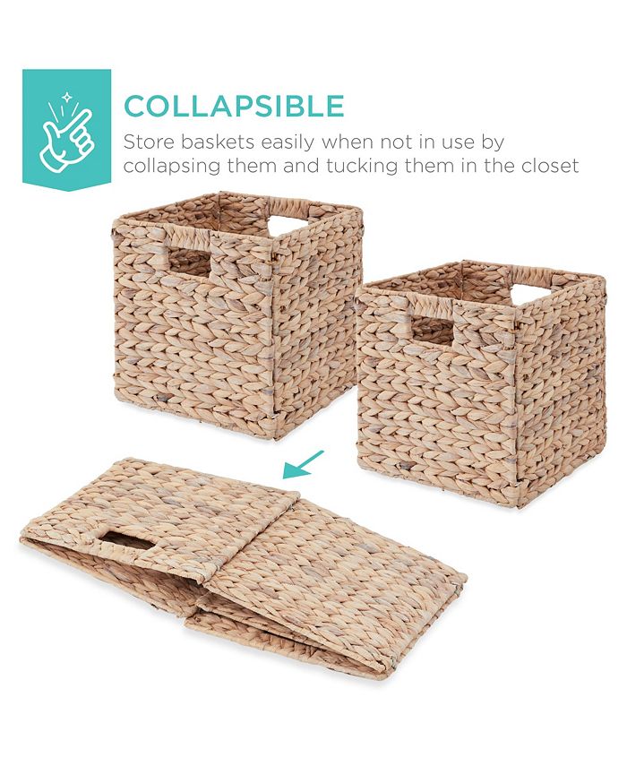 Best Choice Products 10.5x10.5in Hyacinth Storage Baskets, Set of 5 Multipurpose Collapsible Organizers - White - No Size -E3-1957