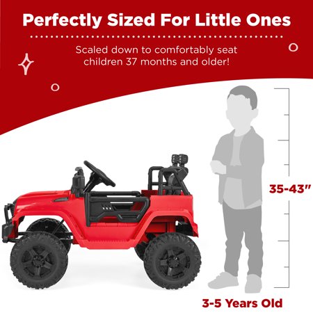Best Choice Products 12V Kids Ride On Truck Car w/ Parent Remote Control, Spring Suspension, LED Lights - Red - H2 - 1666