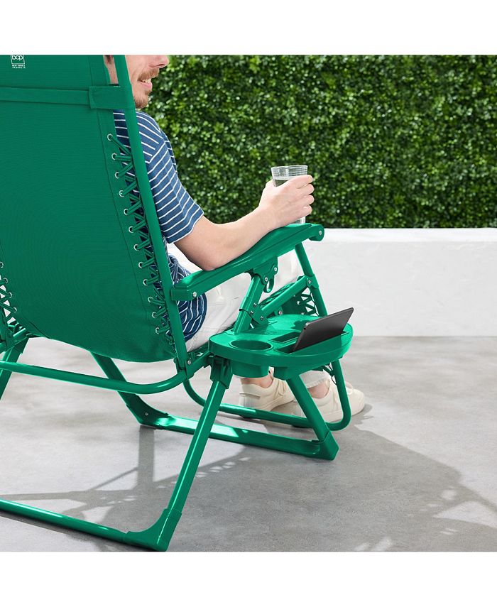 Best Choice Products Monochromatic Zero Gravity Chair, Folding Patio Recliner w/Side Tray, Headrest - Green - H3 - 1611