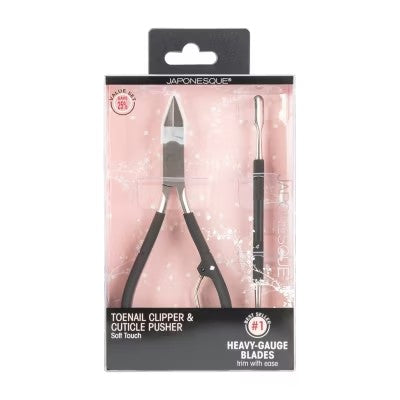 Japonesque Toenail Clipper & Cuticle Pusher Soft Touch Manicure Kit - G12 - 1126