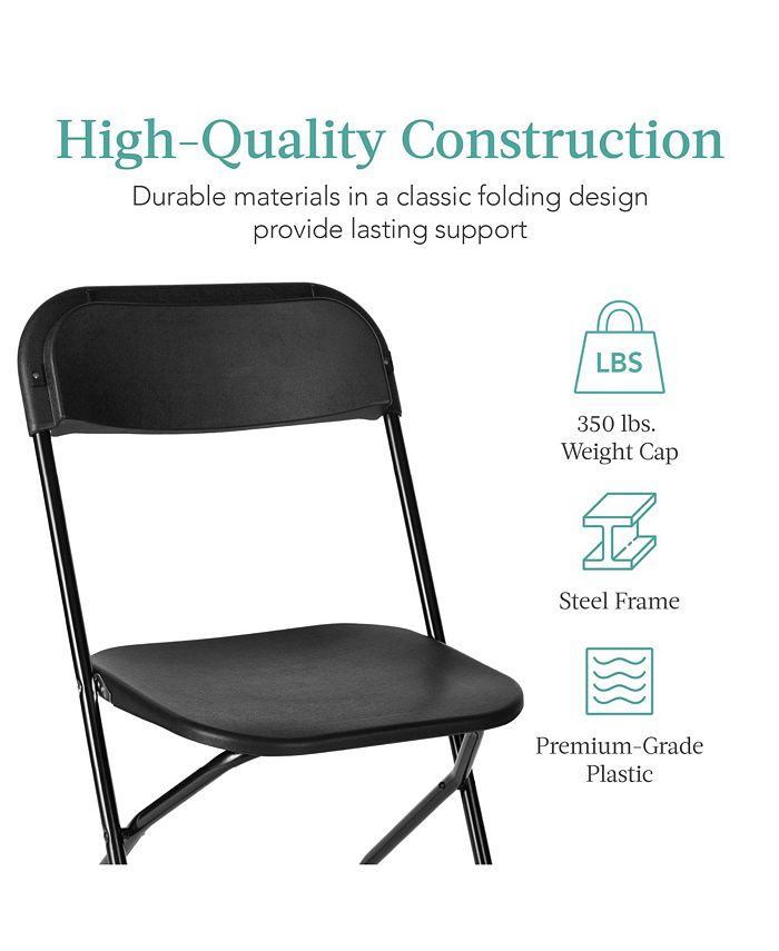 Best Choice Products Set of 4 Folding Stacking Plastic Chairs w/ Non-Slip Feet, 350lb Capacity - Black - NO SIZE - G5 - 969