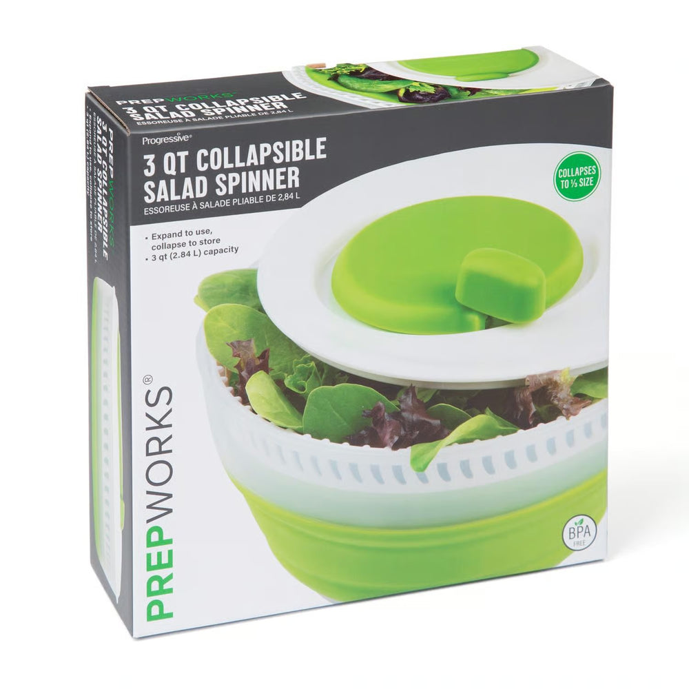 Progressive Prepworks Green/White Plastic Collapsible Salid Spinner 3 qt -E8-0057