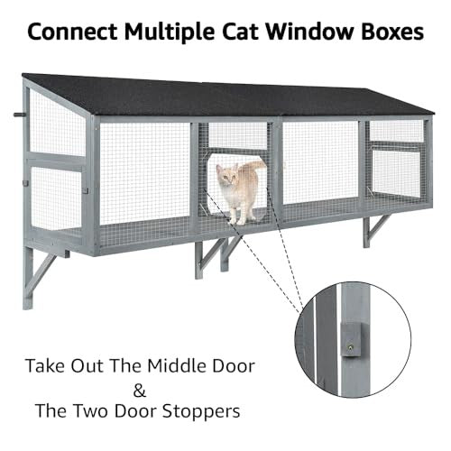 UniPaws Cat Catio Window Perch House for Multiple Indoor Cats, Grey, 39.4 L X 19.7 W X 38.6 H - H6 - 867
