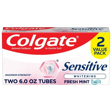 Colgate Sensitive Whitening Toothpaste Gel, Fresh Mint, 6 oz, 2 Pack - F3 - 825