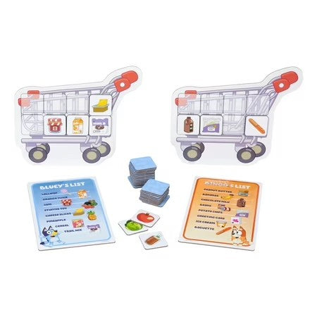 Bluey Shopping List Game, Join Bluey, Bingo, Bandit & Chilli On a Fun Supermarket Adventure, Race To Fill Your Trolley In This Fun Memory and Matching Game, 2-4 players, Ages 3+ -F7-0090
