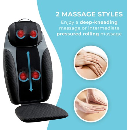 HoMedics 2-in-1 Shiatsu Massaging Seat Topper with Removable Cordless Massage Pillow, Heat and Vibrating Massage Pad for Home or Office, Full Body Massage with Adjustable Settings 307 - D3