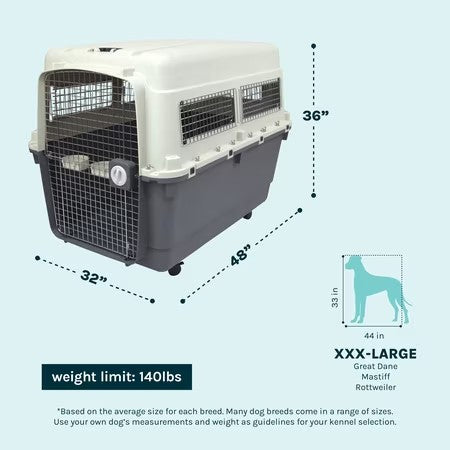 SportPet Designs Airline Approved Plastic Dog Kennel with Wheels, XXX-Large - H9 - 1930