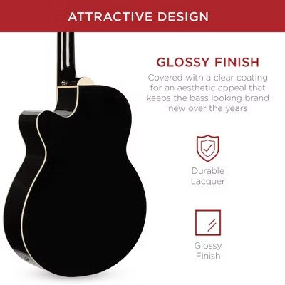 Best Choice Products 22-Fret Full Size Acoustic Electric Bass Guitar w/ 4-Band Equalizer, Adjustable Truss Rod - Black -B3-0457