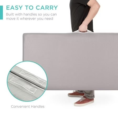 Best Choice Products 4in Thick Folding Portable Queen Tri-Fold Mattress w/ Carry Case, Washable Cover - Gray 1771 -K2-0039
