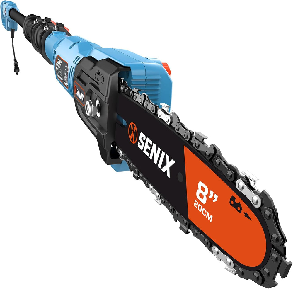 SENIX 8A Corded Electric Pole Saw | 8-Inch Cutting Bar & 14.8ft Max Reach Telescoping Pole, Lightweight Branch Cutter for Effortless Tree Trimming and Pruning 1447
