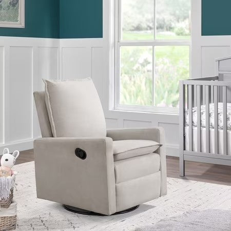Oxford Baby Uptown Upholstered Glider Recliner Rocking Chair 360  Swivel for Nursery and Living Room   Sand - H13 - 1772