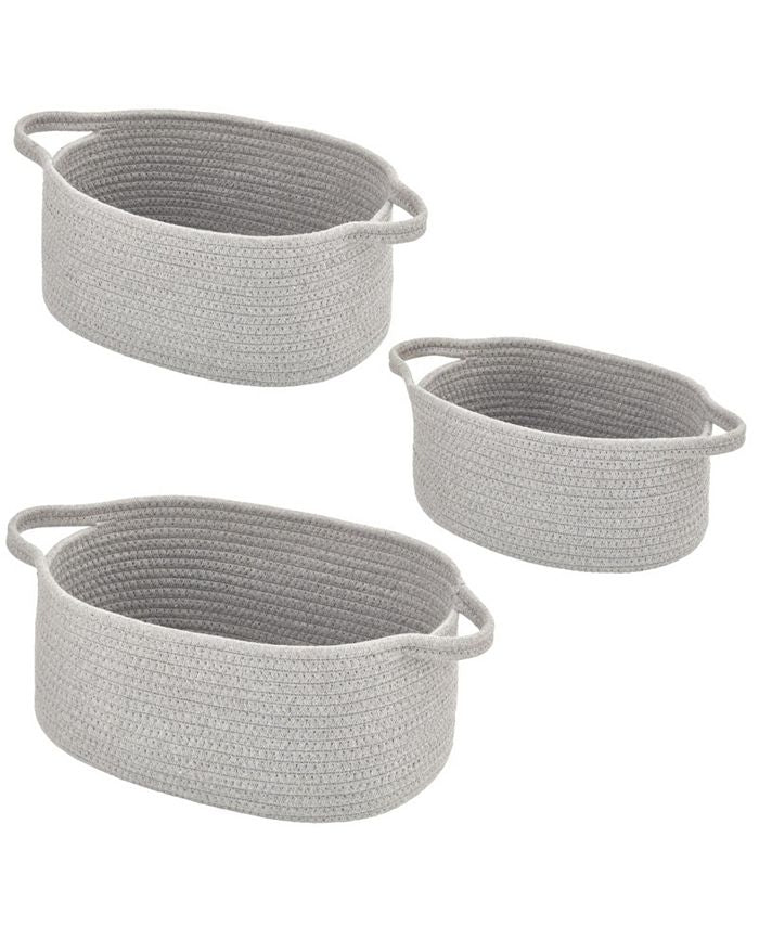 mDesign Casual Woven Cotton Rope Bathroom Basket with Handles, Set of 3 - Gray - ONE SIZE - A11 - 697