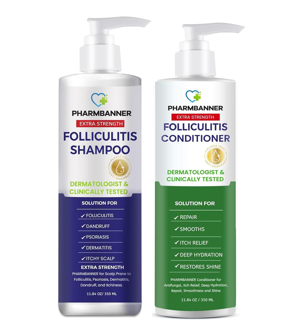 Anti-Fungal Shampoo and Conditioner Set   Tea Tree & Argan Oil for Folliculitis, Seborrheic Dermatitis, Scalp Psoriasis   Relieves Itchy, Flaky, Dry Scalp   Sulfate & Paraben Free 1379