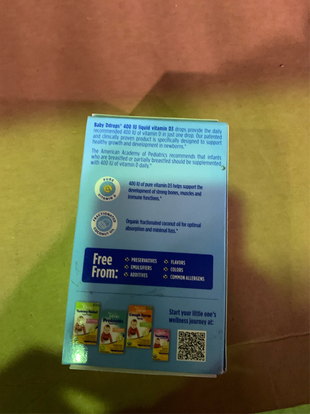 (Lot of 2) Ddrops Baby Vitamin D 400 IU Organic Liquid Drops - 0.06 fl oz - K9-0114