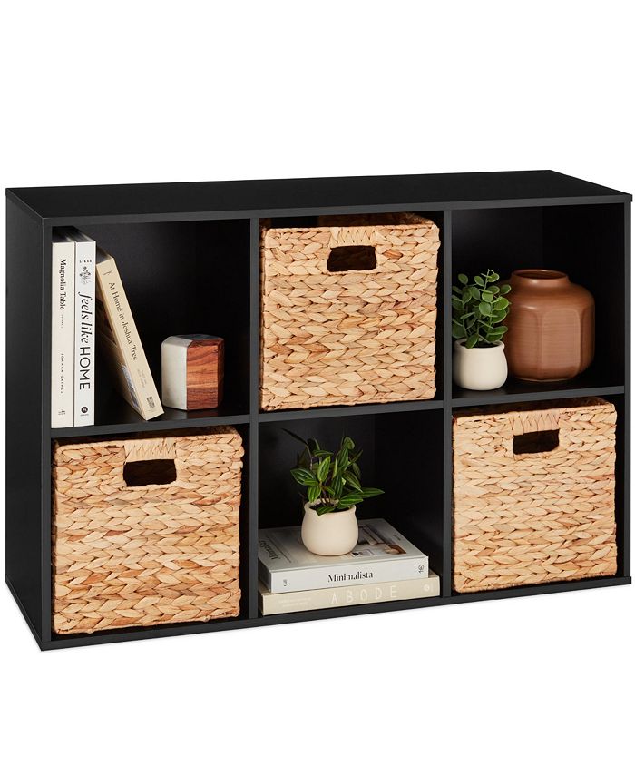 Best Choice Products 6-Cube Bookshelf, 11in Display Storage System, Organizer w/ Removable Back Panels - Black - L9-1574