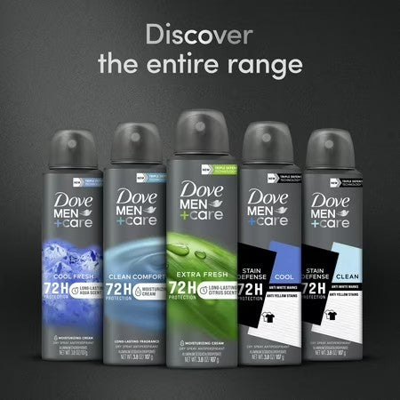 (Pack of 3) Dove Men+Care Extra Fresh Long Lasting Antiperspirant Deodorant Dry Spray, Citrus, 3.8 oz - C12 - 514