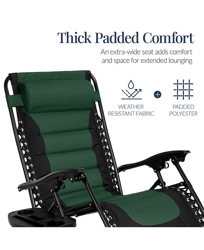 Best Choice Products Oversized Padded Zero Gravity Chair, Folding Outdoor Patio Recliner w/ Side Tray - Multi - M6 - 1952