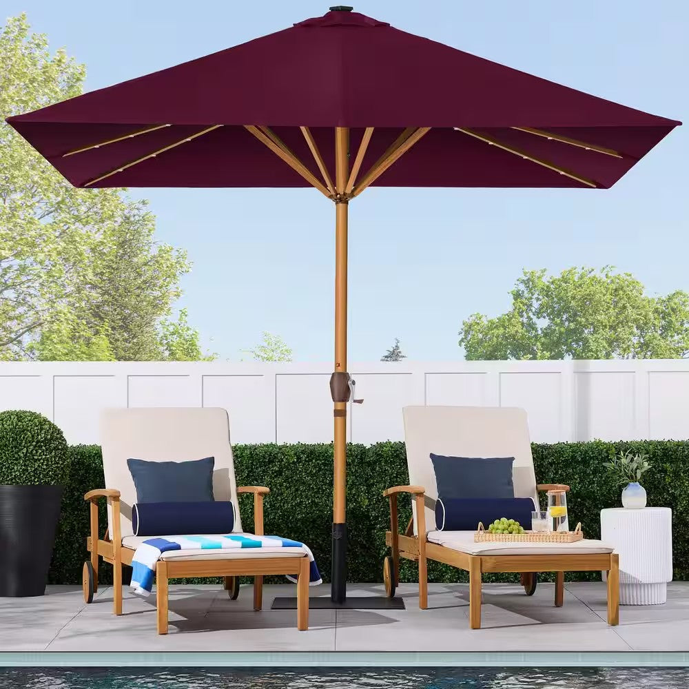 9 ft. Steel Market Patio Umbrella in Burgundy 1859