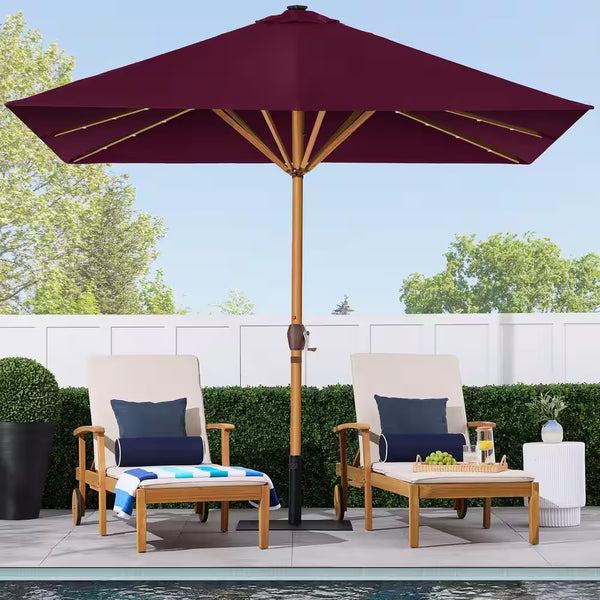 9 ft. Steel Market Patio Umbrella in Burgundy 1859