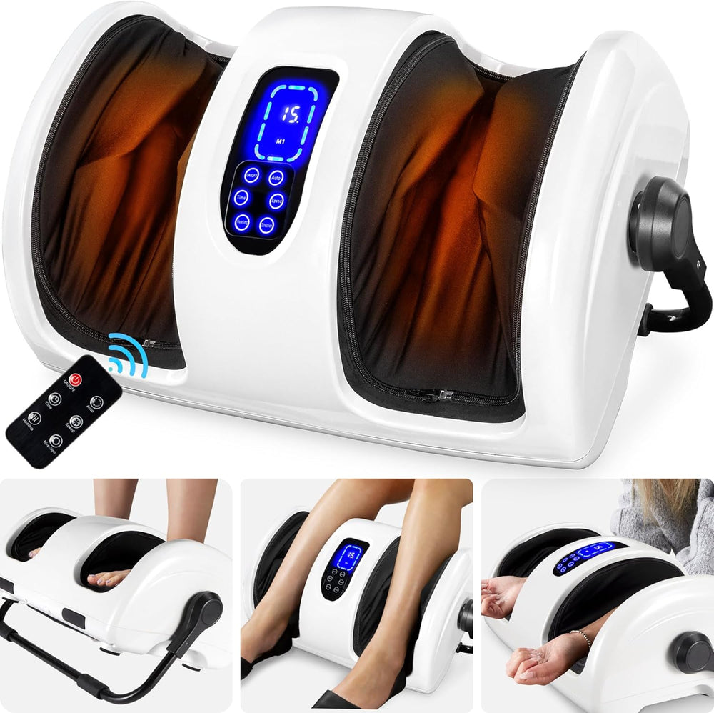 Best Choice Products Heated Shiatsu Foot Massager for Pain Relief, Plantar Fasciitis, Neuropathy, Blood Circulation w/Compact Design - Pearl White - E10 - 1084