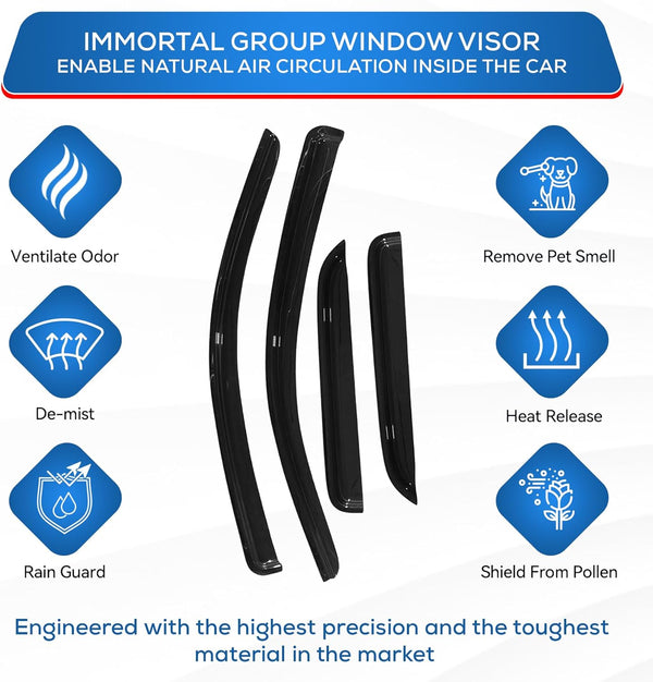 IG Window Visors Fit for 2005-2012 Nissan Pathfinder, Out-Channel Rain Guards Vent Wind Deflectors 4PC, Car Accessories for 05-12 Pathfinder 1831