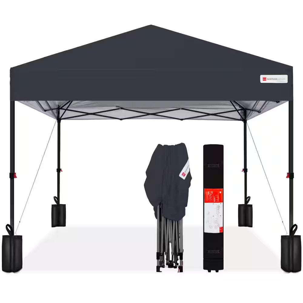 10 ft. x 10 ft. Gray Easy Setup Pop Up Canopy Instant Portable Tent with 1-Button Push and Carry Case 1807