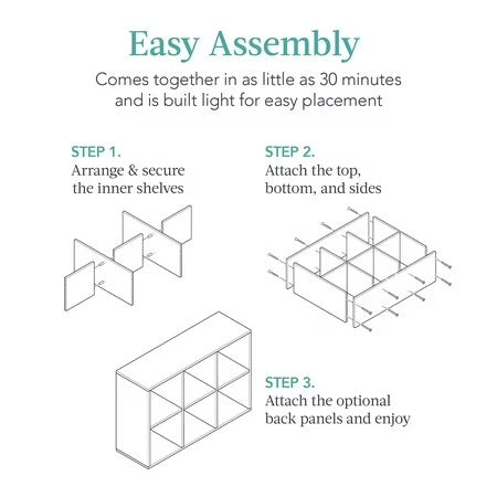 Best Choice Products 6-Cube Bookshelf, 11in Display Storage System, Organizer w/ Removable Back Panels - Light Oak - C11 - 582