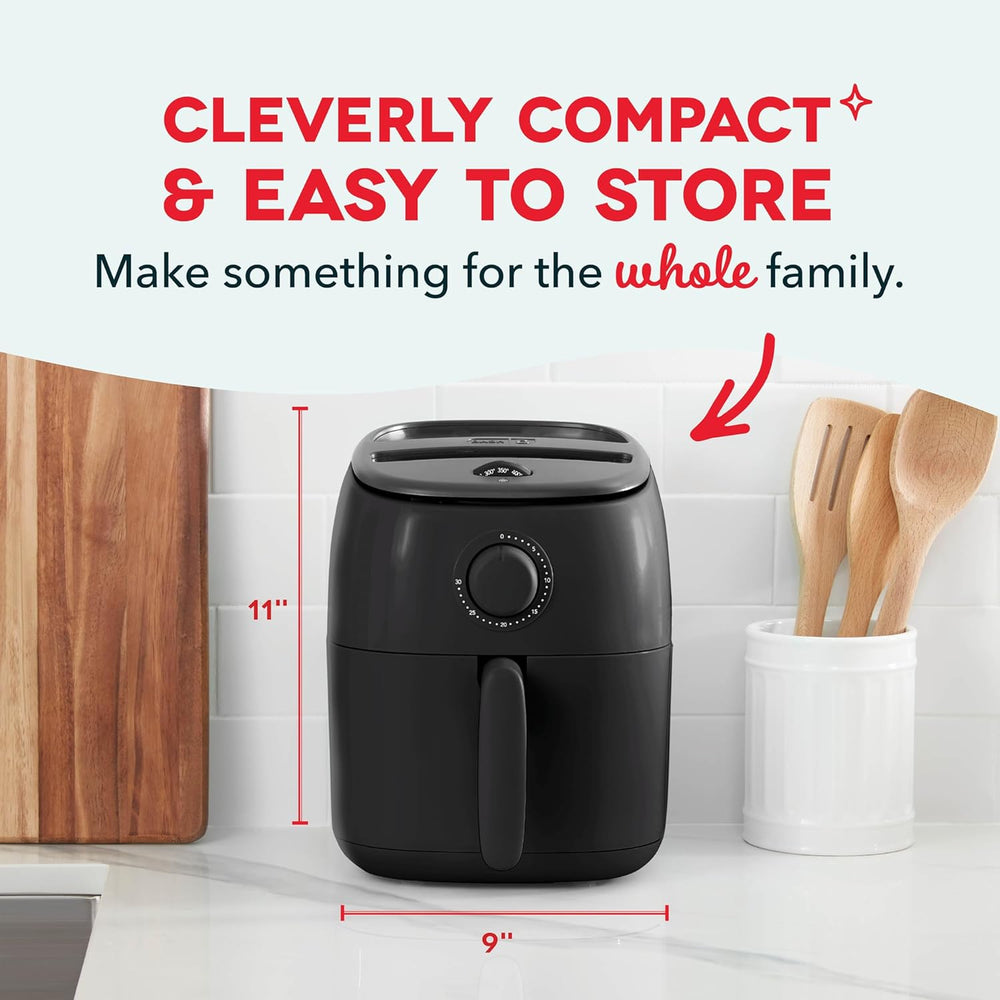 Dash Tasti-Crisp  Air Fryer - AirCrisp  Technology - Compact Design with Adjustable Temperature Control - Nonstick Fry Basket & Auto Shut-Off Feature - 2.6 Quarts - Black - C9 - 1236