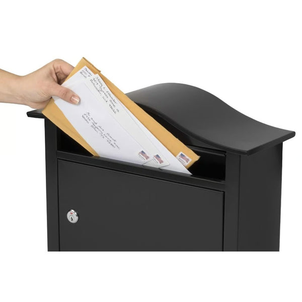 Architectural Mailboxes The Saratoga Galvanized Steel Wall Mount Black Locking Mailbox 1911