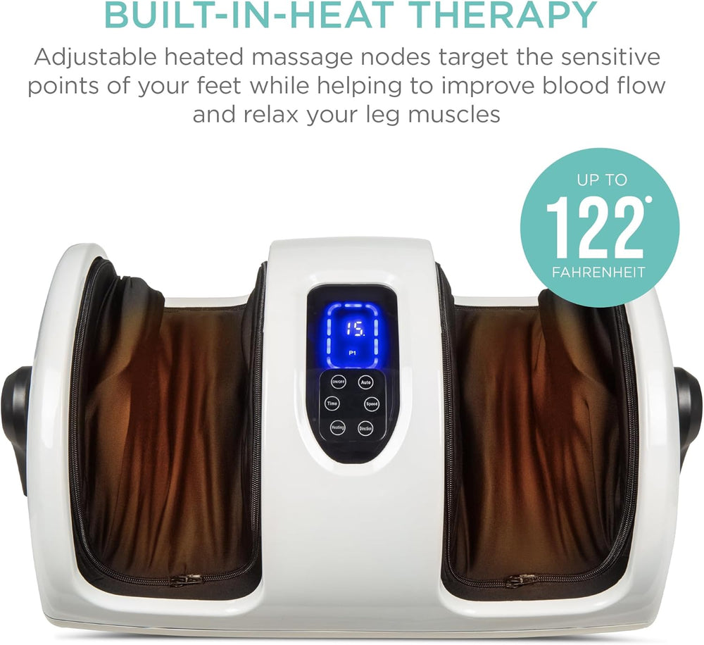 Best Choice Products Heated Shiatsu Foot Massager for Pain Relief, Plantar Fasciitis, Neuropathy, Blood Circulation w/Compact Design - Pearl White - E10 - 1084
