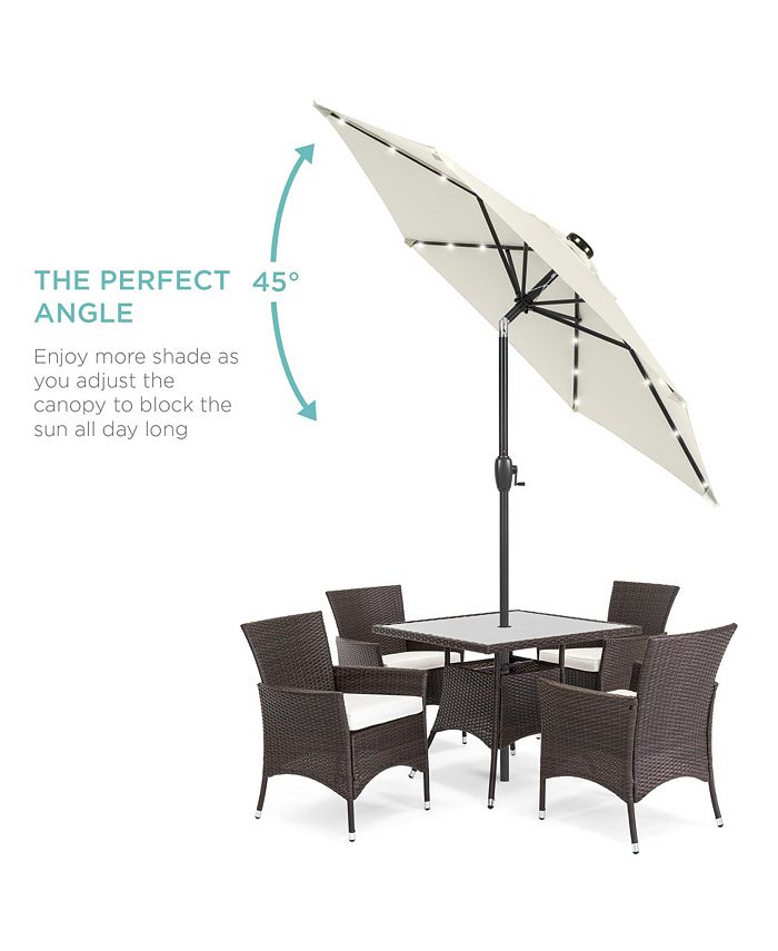 Best Choice Products 7.5ft Outdoor Solar Patio Umbrella for Deck, Pool w/ Tilt, Crank, LED Lights - Ivory/Cream - No Size - E8 - 1040