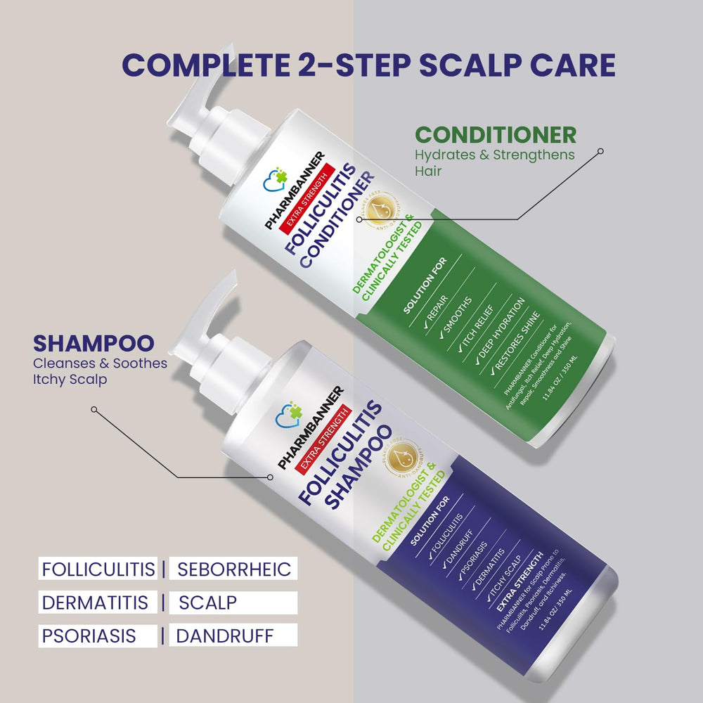Anti-Fungal Shampoo and Conditioner Set   Tea Tree & Argan Oil for Folliculitis, Seborrheic Dermatitis, Scalp Psoriasis   Relieves Itchy, Flaky, Dry Scalp   Sulfate & Paraben Free 1379