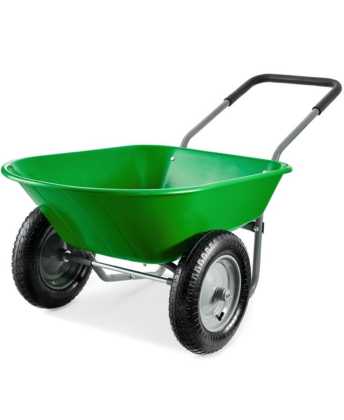 Best Choice Products Dual-Wheel Home Wheelbarrow Yard Garden Cart for Lawn, Construction - Green - NO SIZE - M4 - 1951