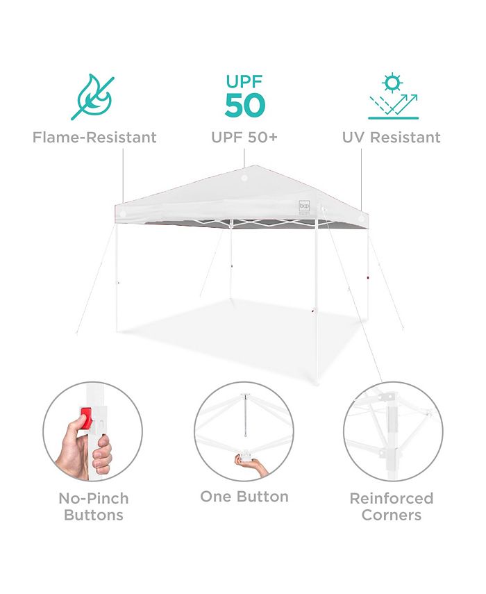 Best Choice Products 10x10ft Easy Setup Pop Up Canopy w/ 1-Button Setup, Wheeled Case, 4 Weight Bags - White - B3 - 451