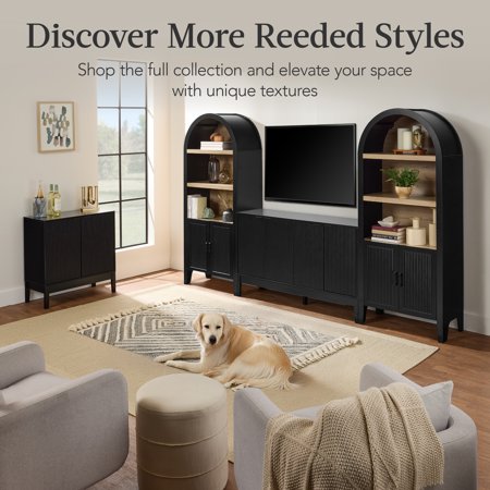 Best Choice Products 2-Door Reeded Storage Cabinet w/ Soft-Close Doors, Multipurpose Accent Furniture - Black - G8 - 1006