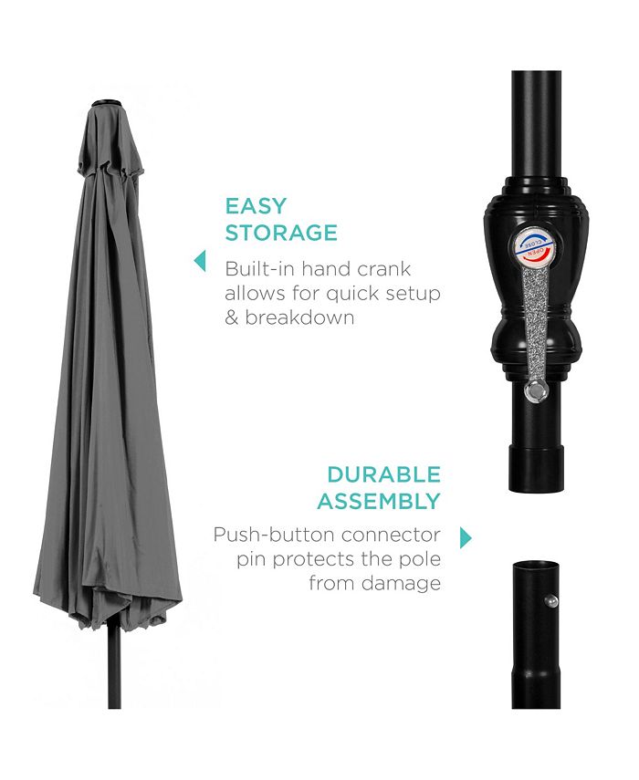 Best Choice Products 10ft Outdoor Steel Market Patio Umbrella w/ Crank, Tilt Push Button, 6 Ribs - Gray - No Size - F2 - 104