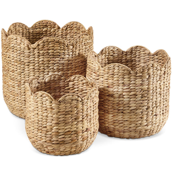 Best Choice Products Scalloped 3PC Water Hyacinth Nesting Baskets - Natural - L1 - 1364
