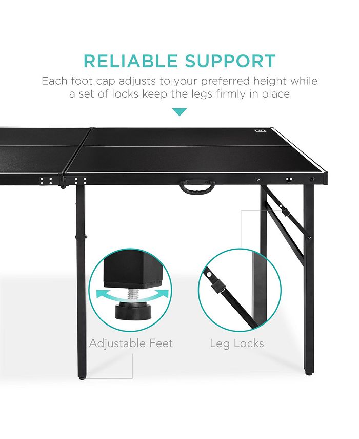 Best Choice Products 6x3ft Portable Ping Pong Table Game Set, Folding Table Tennis w/ 2 Paddles, Balls - Black - D14 - 1505