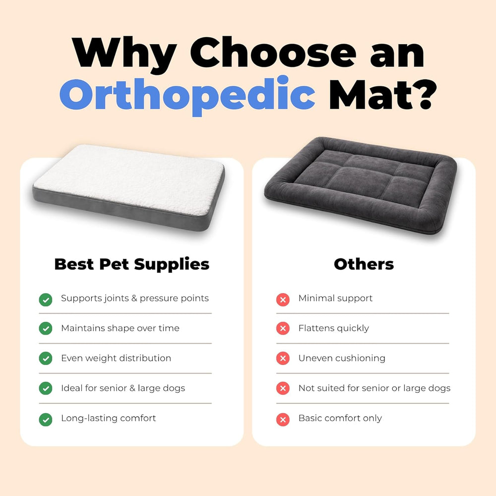Best Pet Supplies Orthopedic Dog Bed with Memory Foam, Washable Dog Crate Mat for Small, Medium & Large Dogs, Thick Mattress for Crates, Kennels or Floor, Waterproof Pet Bed - Gray, 41 x 29 x 4 - C11 - 1269