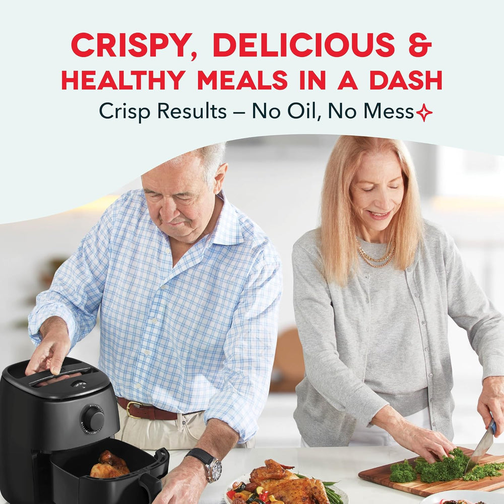 Dash Tasti-Crisp  Air Fryer - AirCrisp  Technology - Compact Design with Adjustable Temperature Control - Nonstick Fry Basket & Auto Shut-Off Feature - 2.6 Quarts - Black - C9 - 1236
