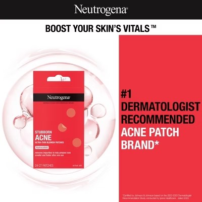 (Lot of 2) Neutrogena Stubborn Acne Patches - Ultra-Thin Hydrocolloid Spot Stickers - 24ct - K9 - 2007