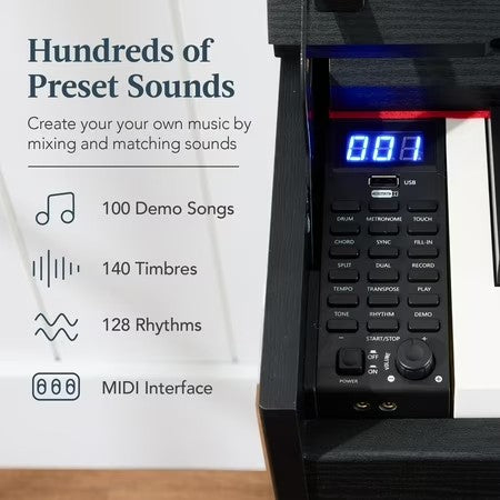 Best Choice Product Modern 88 Key Fully Weighted Desk Style Digital Piano w/ Metal Legs, 3 Sustain Pedal - Black - F3 - 1654