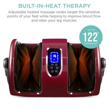 Best Choice Products Foot Massager Machine, Therapeutic Reflexology Massager w/ High-Intensity Rollers - Burgundy - G1 - 1950
