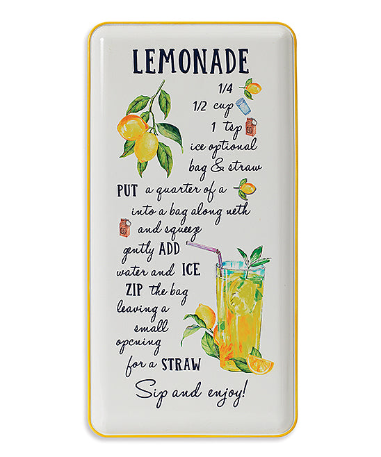 The Gerson Company Decorative Trays - White & Yellow Lemonade Recipe Tray -F12-0210
