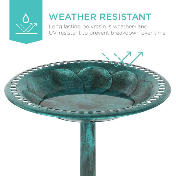 Best Choice Products Pedestal Green Birdbath - L7 - 1551